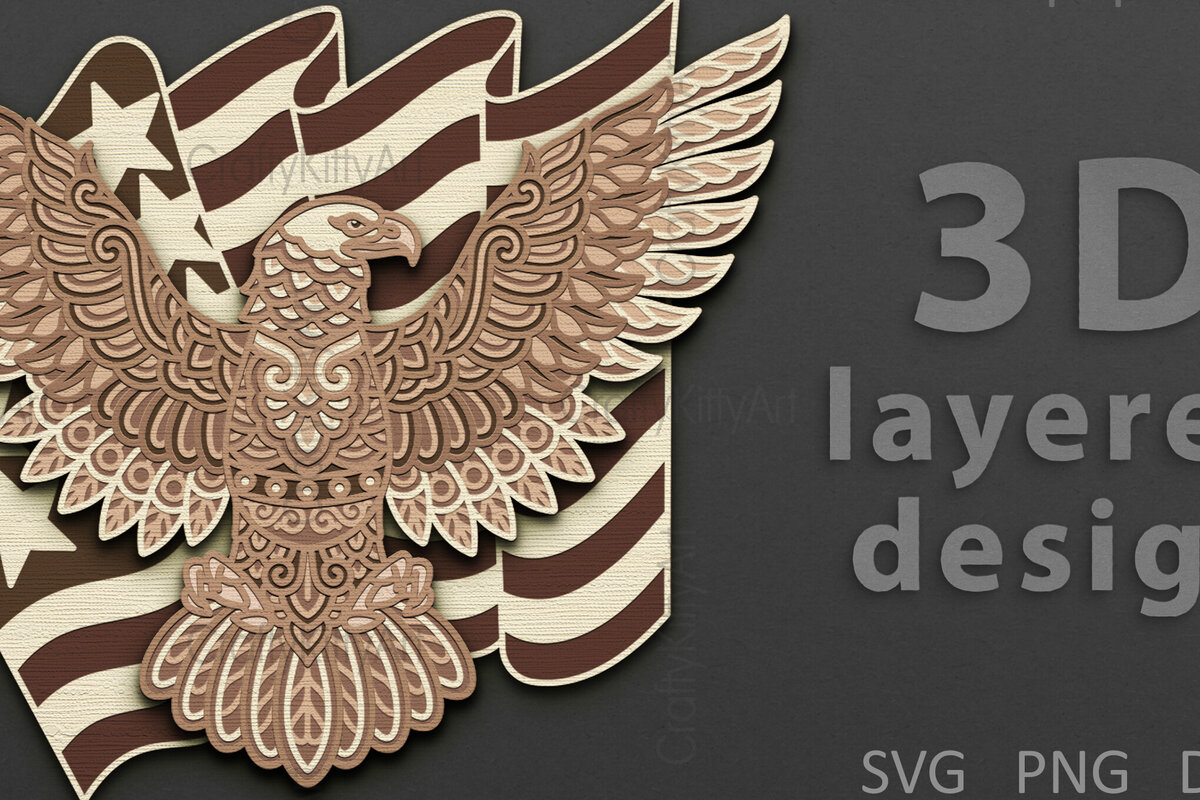 Intra απο ξύλο plywood 3mm-4mm πάχος 3d Eagle , 4 Ιουλίου Patriotic Δίασταση 7x7 cm INTRAFABR-124403726