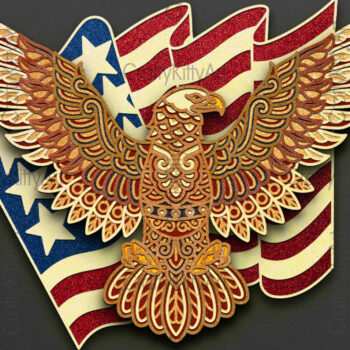 Intra απο ξύλο plywood 3mm-4mm πάχος 3d Eagle , 4 Ιουλίου Patriotic Δίασταση 7x7 cm INTRAFABR-124403726 - Image 4