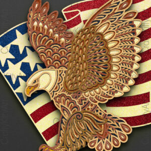 Intra απο ξύλο plywood 3mm-4mm πάχος 3d Eagle , 4 Ιουλίου Patriotic Δίασταση 7x7 cm INTRAFABR-124403720