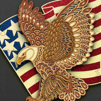 Intra απο ξύλο plywood 3mm-4mm πάχος 3d Eagle , 4 Ιουλίου Patriotic Δίασταση 7x7 cm INTRAFABR-124403720 - Image 1