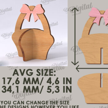 Intra απο ξύλο plywood 3mm-4mm πάχος Τρισδιάστατο πασχαλινό καλάθι κοπής με λέιζερ. Διακόσμηση σπιτιού Δίασταση 15x15 cm INTRAFABR-117786409 - Image 2