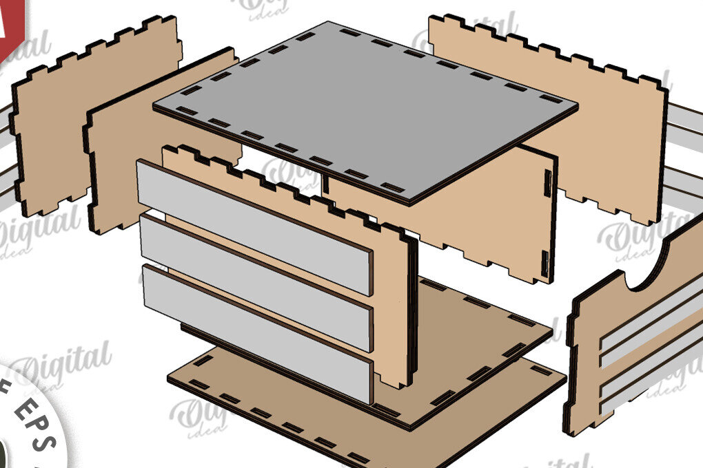 Intra απο ξύλο plywood 3mm-4mm πάχος Τρισδιάστατο πασχαλινό κουτί με λέιζερ. Στοιβαγμένα βιβλία Δίασταση 15x15 cm INTRAFABR-116496151 - Image 2
