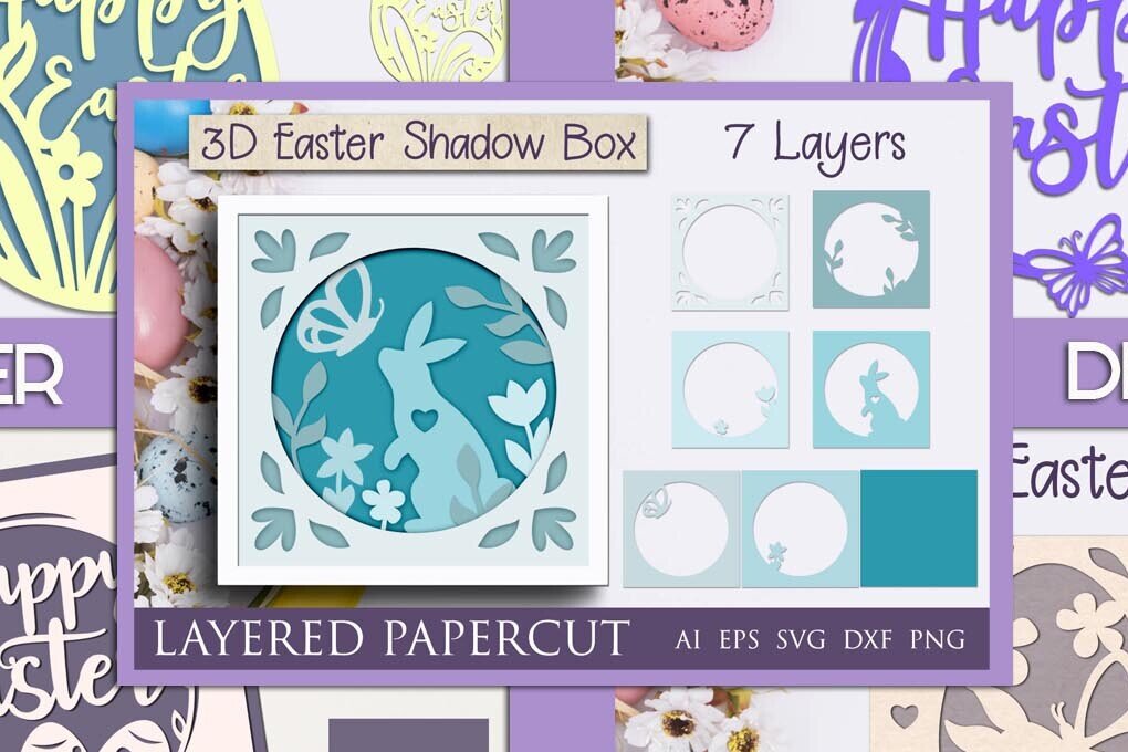 Intra απο ξύλο plywood 3mm-4mm πάχος πασχαλινών καρτών λαγουδάκι 3d, Layered Δίασταση 15x15 cm INTRAFABR-114757741