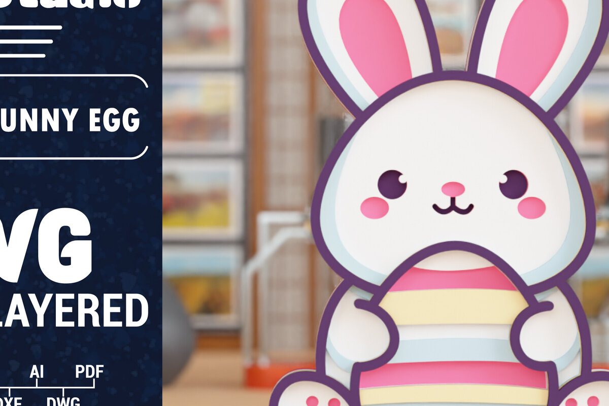 Intra απο ξύλο plywood 3mm-4mm πάχος 3D Πασχαλινό λαγουδάκι με πολυστρωματικό χαρτί κοπής Δίασταση 1500x1500 cm INTRAFABR-117897277