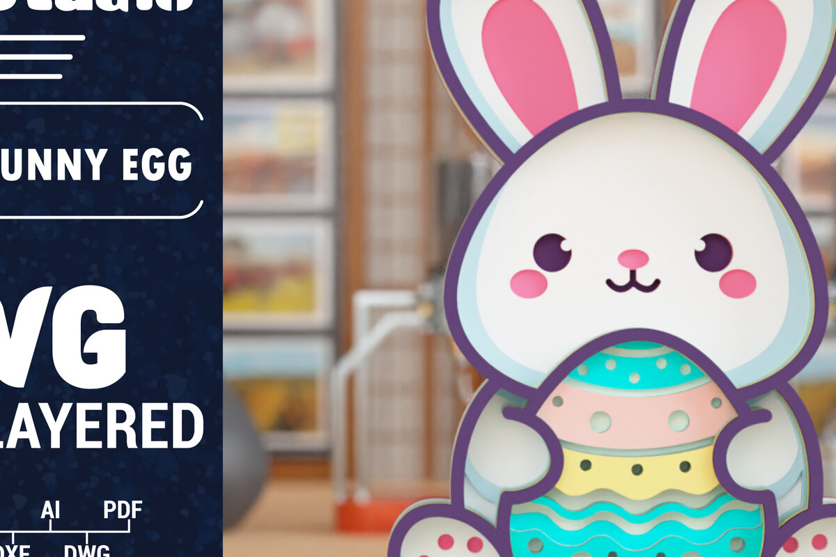 Intra απο ξύλο plywood 3mm-4mm πάχος 3D Πασχαλινό λαγουδάκι με πολυστρωματικό χαρτί κοπής Δίασταση 1500x1500 cm INTRAFABR-117897340