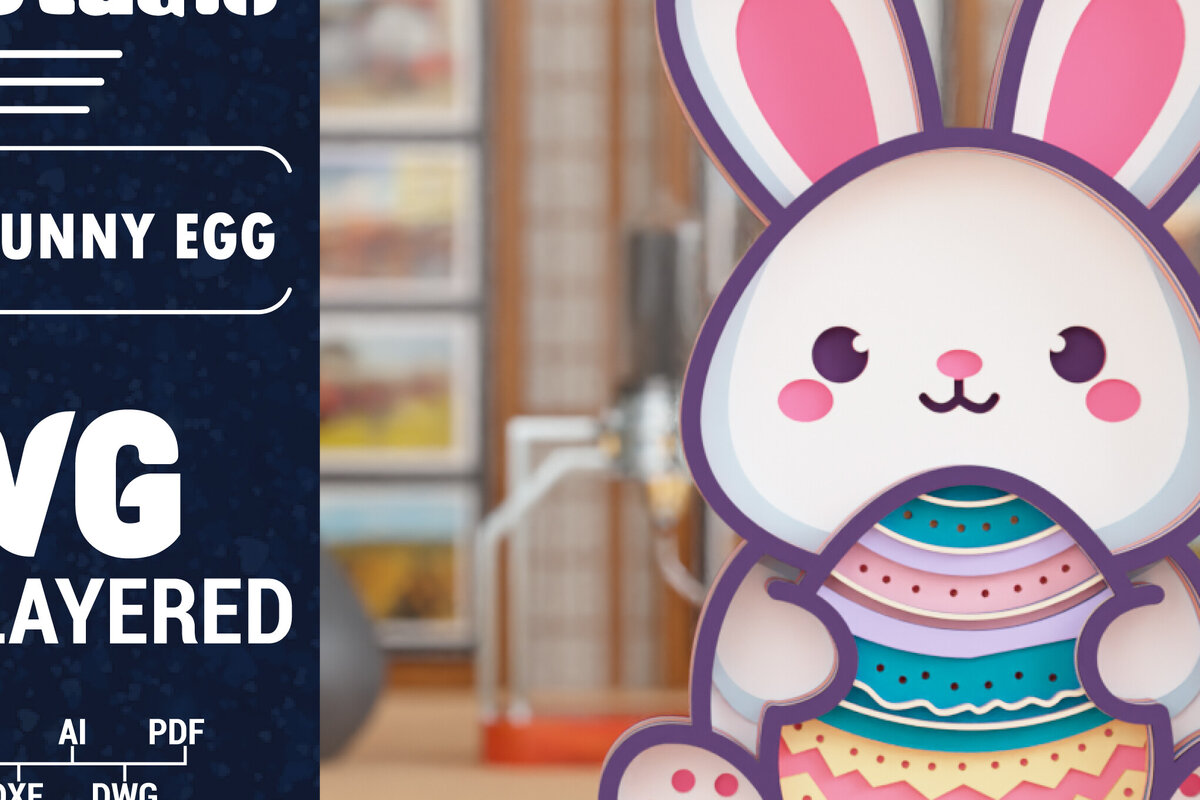 Intra απο ξύλο plywood 3mm-4mm πάχος 3D Πασχαλινό λαγουδάκι με πολυστρωματικό χαρτί κοπής Δίασταση 1500x1500 cm INTRAFABR-117949734