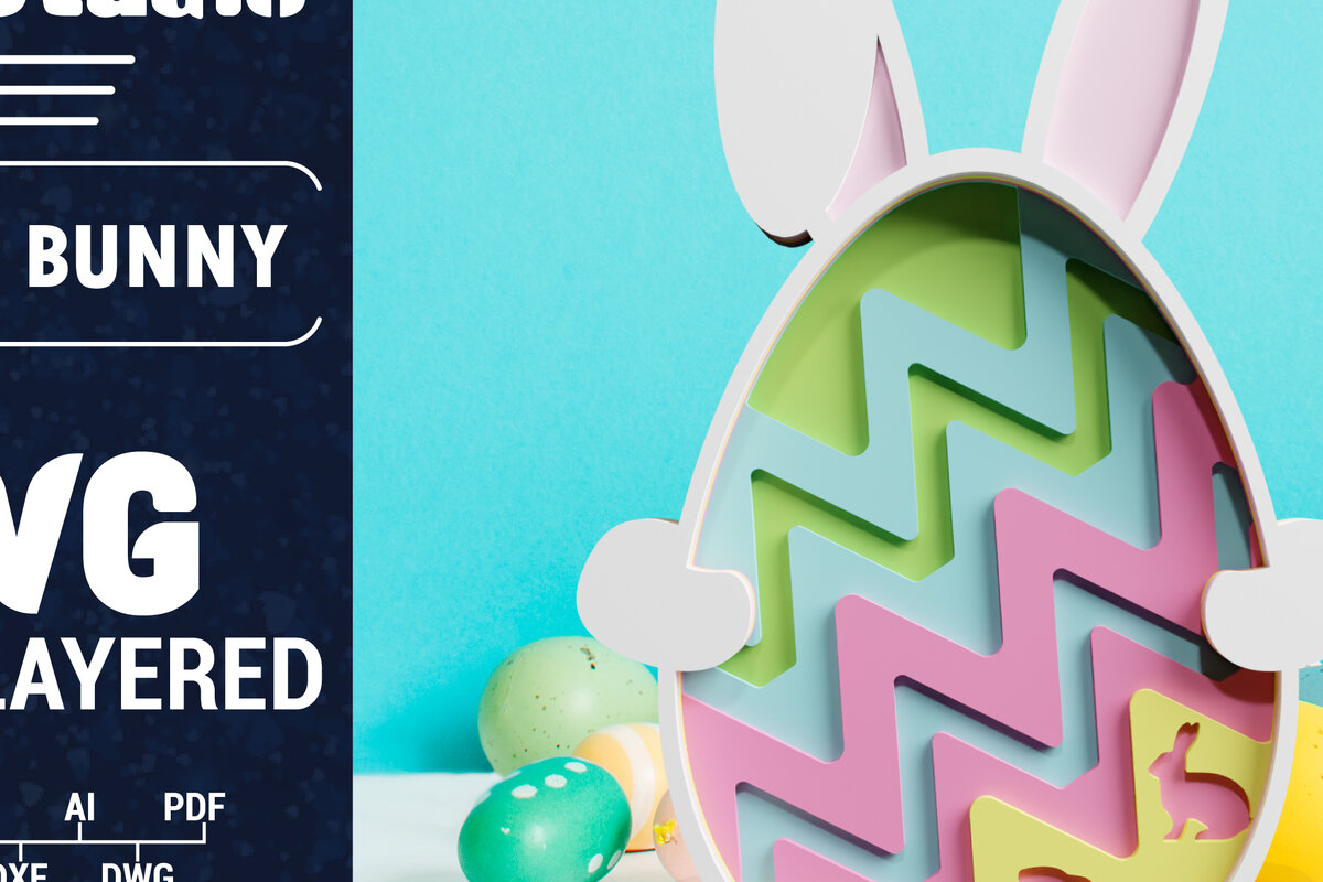 Intra απο ξύλο plywood 3mm-4mm πάχος 3D Πασχαλινό λαγουδάκι με πολυστρωματικό χαρτί κοπής Δίασταση 1200x1200 cm INTRAFABR-61851611