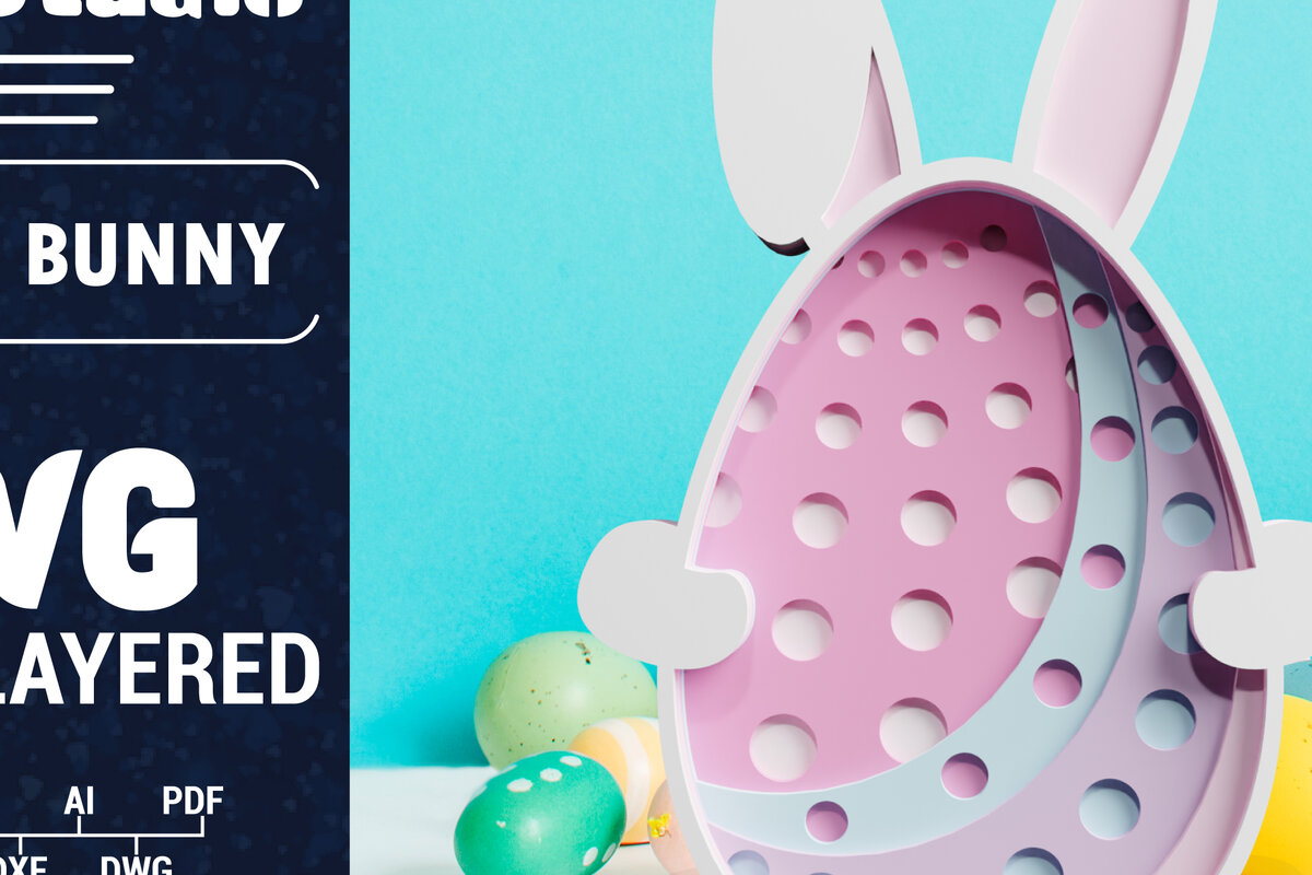 Intra απο ξύλο plywood 3mm-4mm πάχος 3D Πασχαλινό λαγουδάκι με πολυστρωματικό χαρτί κοπής Δίασταση 1200x1200 cm INTRAFABR-61851622