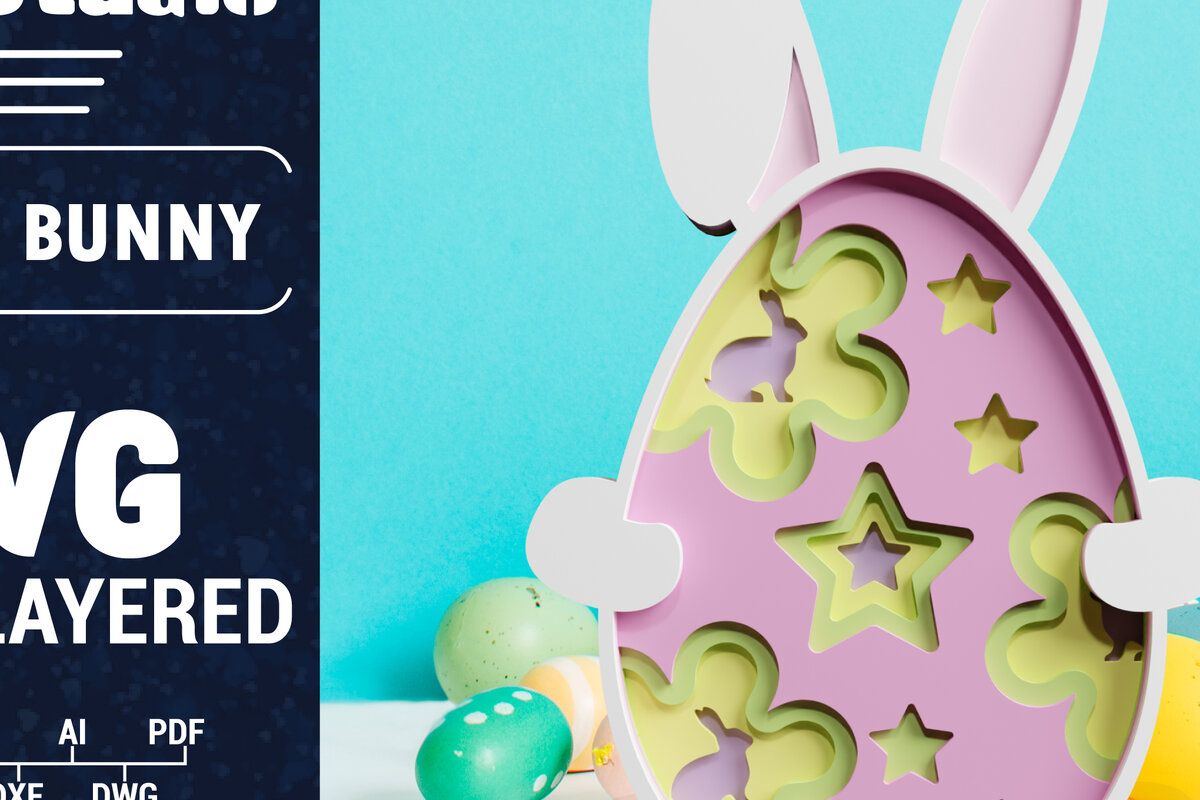 Intra απο ξύλο plywood 3mm-4mm πάχος 3D Πασχαλινό λαγουδάκι με πολυστρωματικό χαρτί κοπής Δίασταση 1200x1200 cm INTRAFABR-61851756