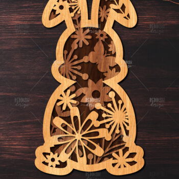 Intra απο ξύλο plywood 3mm-4mm πάχος Τρισδιάστατη Πασχαλινό λαγουδάκι Δίασταση 15x15 cm INTRAFABR-116455694 - Image 1