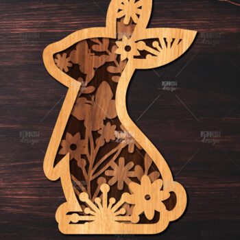 Intra απο ξύλο plywood 3mm-4mm πάχος Τρισδιάστατη Πασχαλινό λαγουδάκι Δίασταση 15x15 cm INTRAFABR-116455720 - Image 1