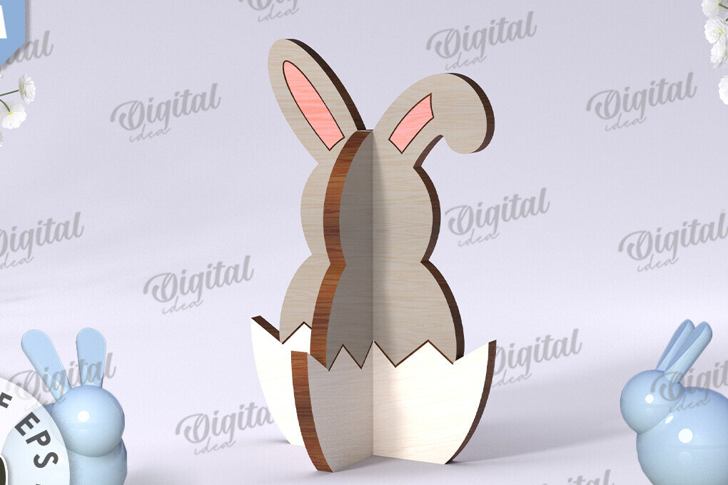 Intra απο ξύλο plywood 3mm-4mm πάχος Τρισδιάστατη Πασχαλινό λαγουδάκι. Διακόσμηση σπιτιού Δίασταση 15x15 cm INTRAFABR-117786883