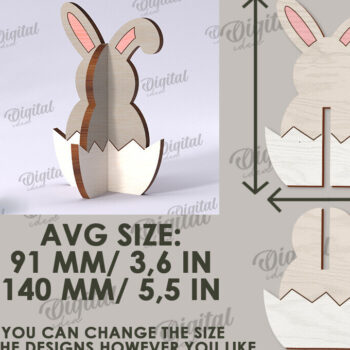 Intra απο ξύλο plywood 3mm-4mm πάχος Τρισδιάστατη Πασχαλινό λαγουδάκι. Διακόσμηση σπιτιού Δίασταση 15x15 cm INTRAFABR-117786883 - Image 2