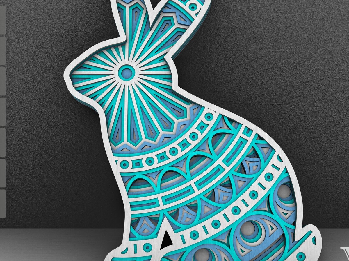 Intra απο ξύλο plywood 3mm-4mm πάχος 3D Πασχαλινό Λαγουδάκι, Πολυεπίπεδο Πασχαλινό Λαγουδάκι Δίασταση 198x198 cm INTRAFABR-28495081