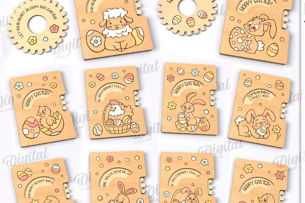 Intra απο ξύλο plywood 3mm-4mm πάχος τρισδιάστατων πασχαλινών καρτών Δίασταση 15x15 cm INTRAFABR-117902343