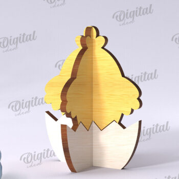 Intra απο ξύλο plywood 3mm-4mm πάχος Τρισδιάστατη Easter Chik. Διακόσμηση σπιτιού Δίασταση 15x15 cm INTRAFABR-117786148 - Image 1
