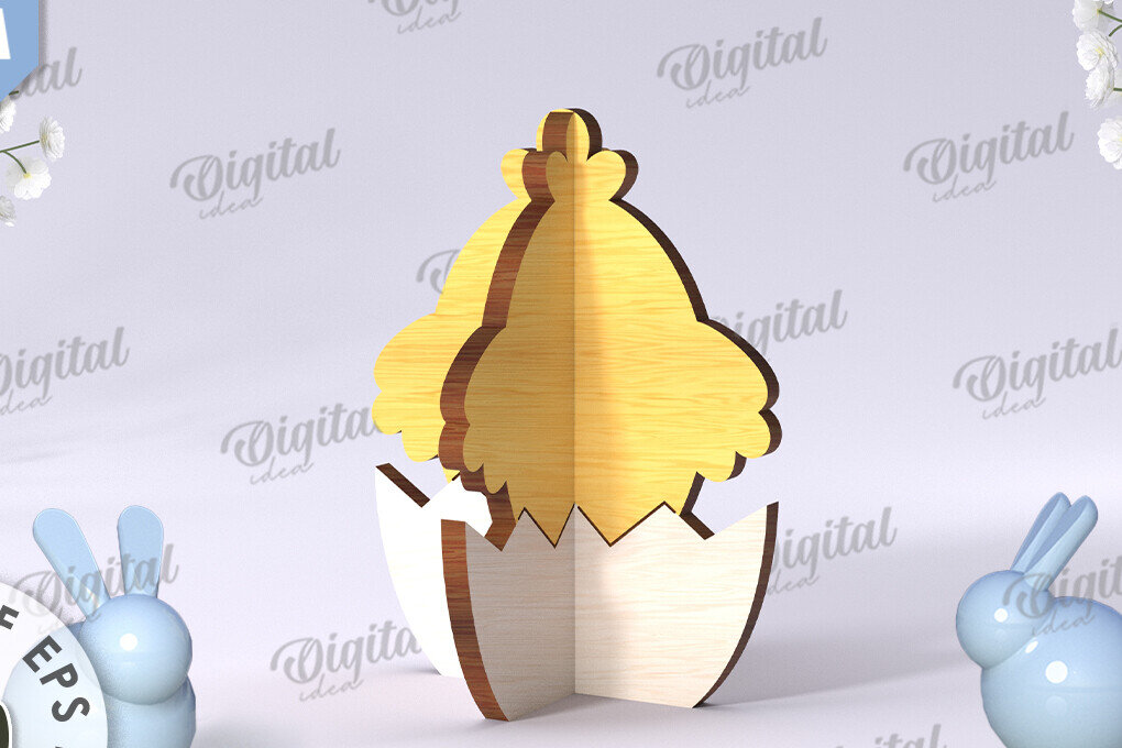 Intra απο ξύλο plywood 3mm-4mm πάχος Τρισδιάστατη Easter Chik. Διακόσμηση σπιτιού Δίασταση 15x15 cm INTRAFABR-117786148 - Image 1