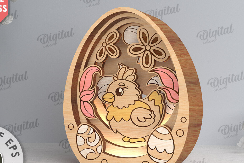 Intra απο ξύλο plywood 3mm-4mm πάχος Τρισδιάστατη πασχαλινή διακόσμηση με λέιζερ. Πασχαλινό αυγό Δίασταση 15x15 cm INTRAFABR-117788705