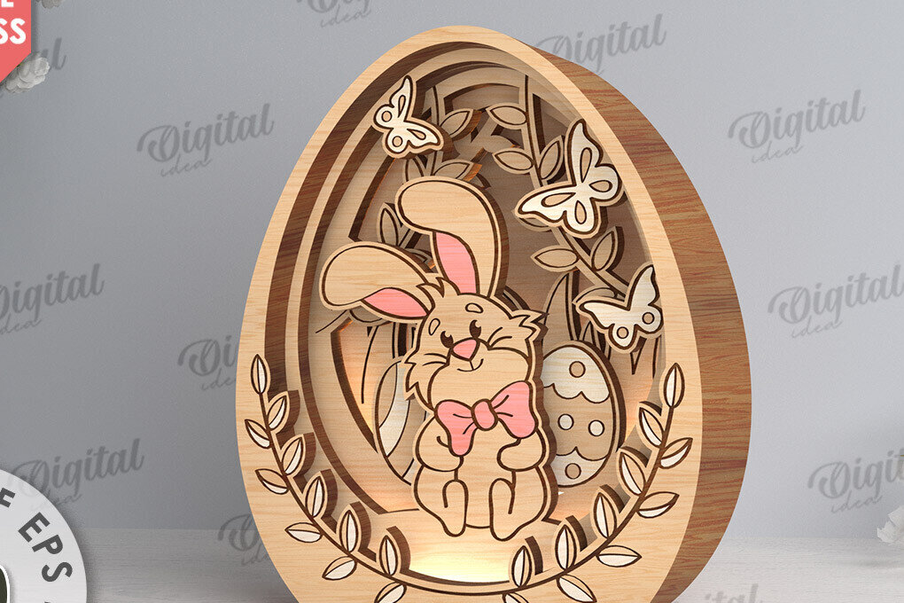 Intra απο ξύλο plywood 3mm-4mm πάχος Τρισδιάστατη πασχαλινή διακόσμηση με λέιζερ. Πασχαλινό αυγό Δίασταση 15x15 cm INTRAFABR-117788796