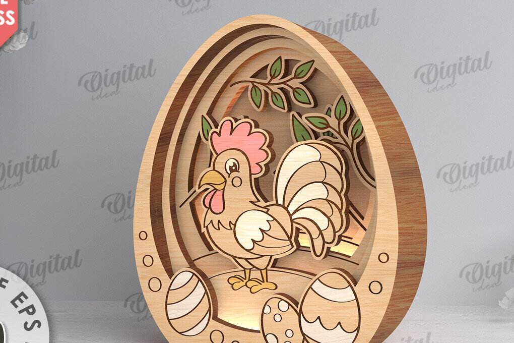 Intra απο ξύλο plywood 3mm-4mm πάχος Τρισδιάστατη πασχαλινή διακόσμηση με λέιζερ. Πασχαλινό αυγό Δίασταση 15x15 cm INTRAFABR-117788960