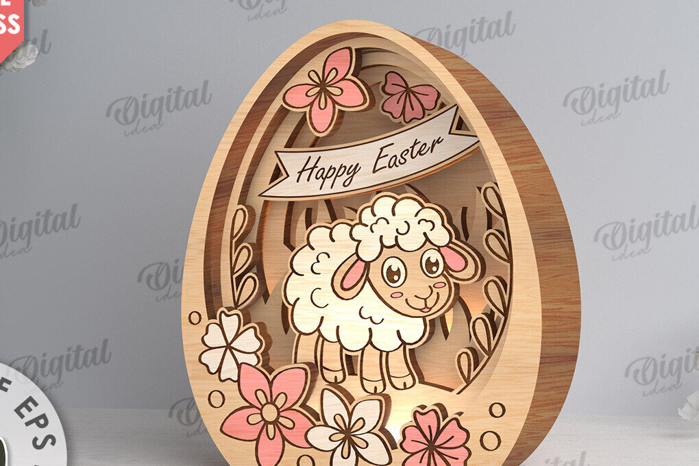 Intra απο ξύλο plywood 3mm-4mm πάχος Τρισδιάστατη πασχαλινή διακόσμηση με λέιζερ. Πασχαλινό αυγό Δίασταση 15x15 cm INTRAFABR-117789268