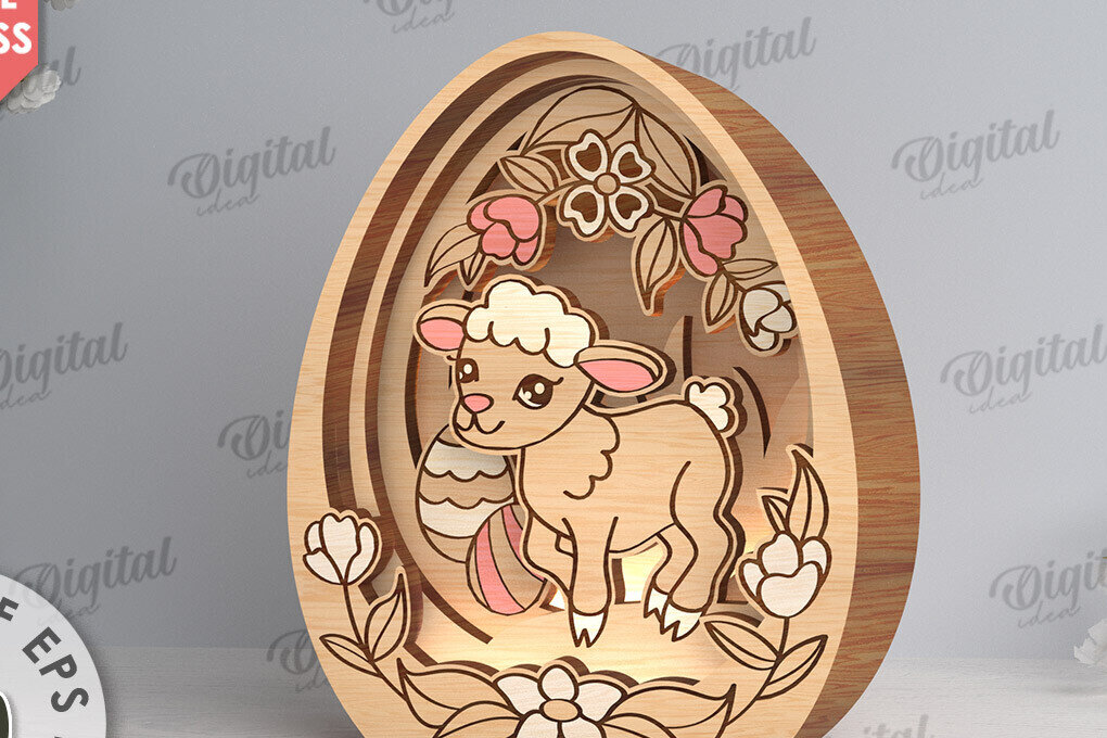 Intra απο ξύλο plywood 3mm-4mm πάχος Τρισδιάστατη πασχαλινή διακόσμηση με λέιζερ. Πασχαλινό αυγό Δίασταση 15x15 cm INTRAFABR-117789578