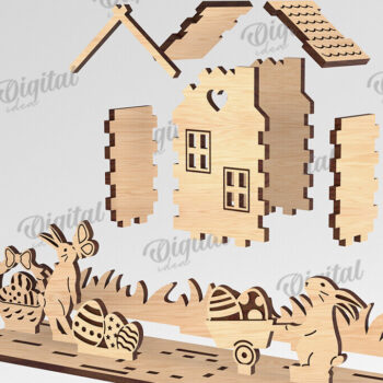 Intra απο ξύλο plywood 3mm-4mm πάχος Τρισδιάστατη πασχαλινή διακόσμηση με λέιζερ. Πασχαλινό περίπτερο Δίασταση 15x15 cm INTRAFABR-115232770 - Image 3