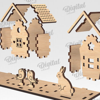 Intra απο ξύλο plywood 3mm-4mm πάχος Τρισδιάστατη πασχαλινή διακόσμηση με λέιζερ. Πασχαλινό περίπτερο Δίασταση 15x15 cm INTRAFABR-115232770 - Image 4