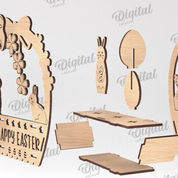 Intra απο ξύλο plywood 3mm-4mm πάχος Τρισδιάστατη πασχαλινή διακόσμηση με λέιζερ. Πασχαλινό περίπτερο Δίασταση 15x15 cm INTRAFABR-115232696 - Image 2