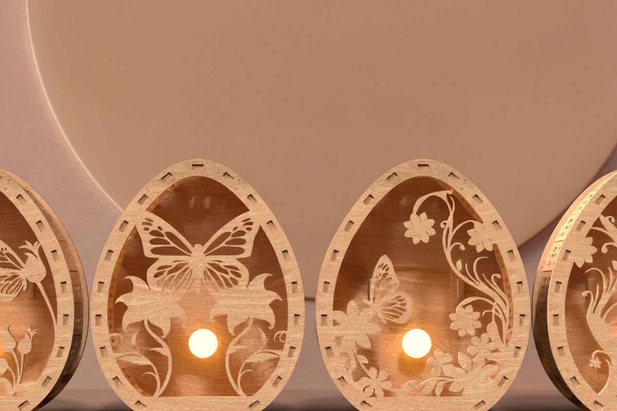 Intra απο ξύλο plywood 3mm-4mm πάχος 3D Πασχαλινό Φανάρι | κοπής με λέιζερ Δίασταση 15x15 cm INTRAFABR-117629885