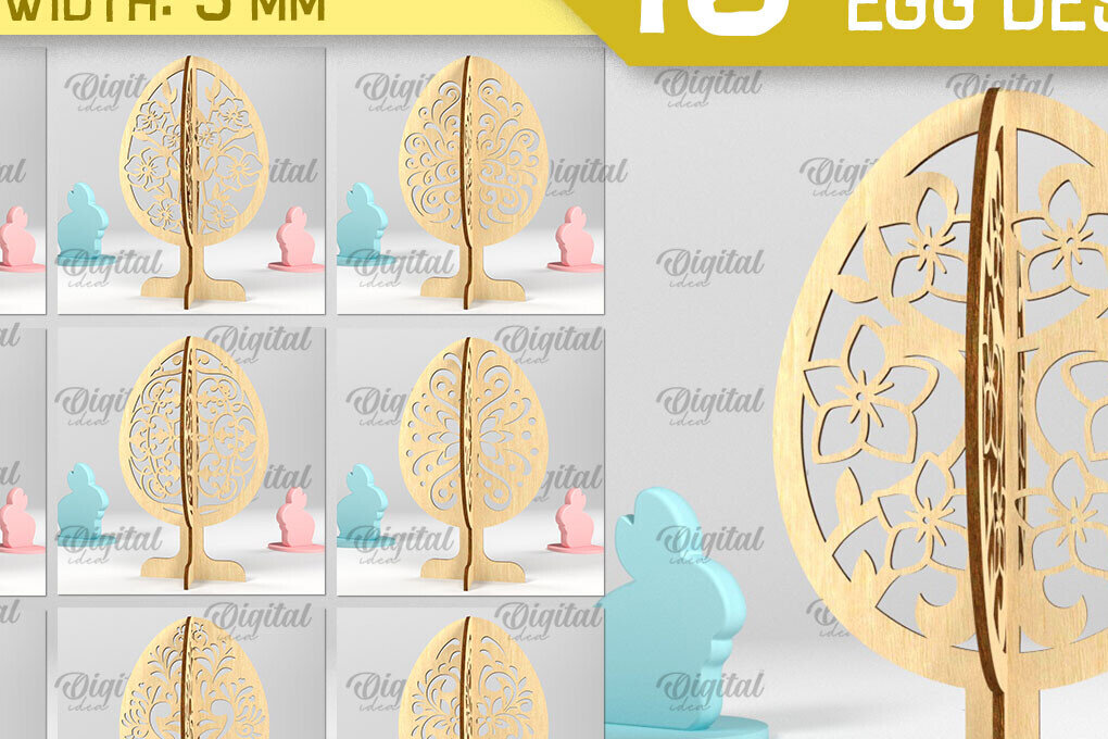 Intra απο ξύλο plywood 3mm-4mm πάχος Δέσμη 3D πασχαλινών αυγών Δίασταση 15x15 cm INTRAFABR-89287071