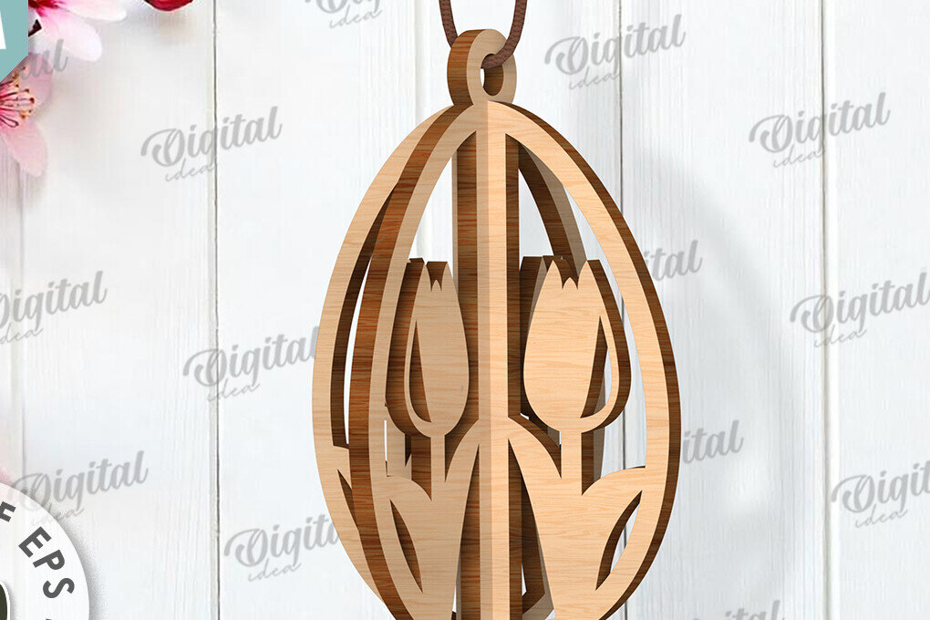 Intra απο ξύλο plywood 3mm-4mm πάχος Τρισδιάστατη πασχαλινών αυγών. Πασχαλινό στολίδι Δίασταση 3x3 cm INTRAFABR-117415450 - Image 1