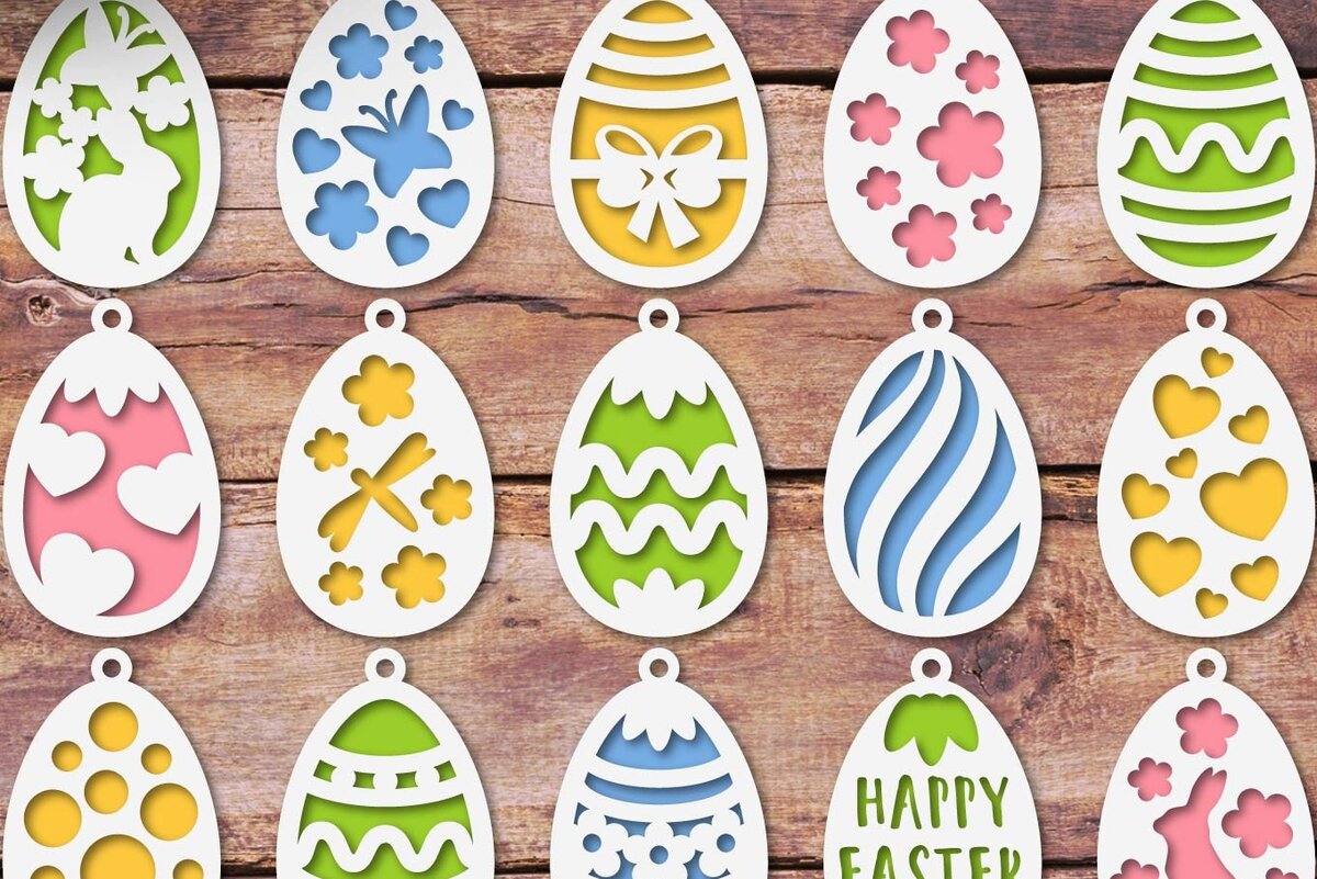 Intra απο ξύλο plywood 3mm-4mm πάχος Τρισδιάστατη πασχαλινών αυγών, χάρτινα κομμένα Δίασταση 15x15 cm INTRAFABR-62958742