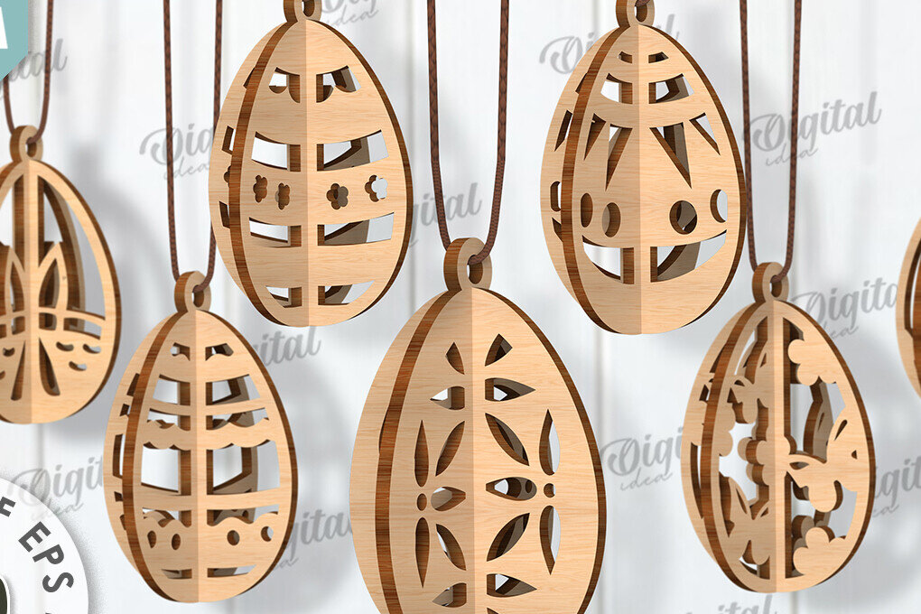 Intra απο ξύλο plywood 3mm-4mm πάχος Δέσμη κοπής με λέιζερ 3D Πασχαλινά αυγά Δίασταση 15x15 cm INTRAFABR-117473161