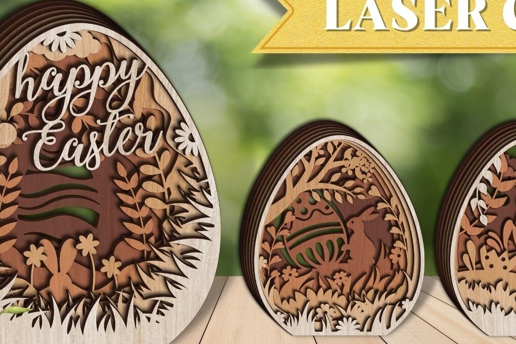 Intra απο ξύλο plywood 3mm-4mm πάχος 3D Πασχαλινά Αυγά | Δίασταση 15x15 cm INTRAFABR-65032604