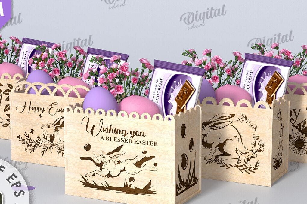 Intra απο ξύλο plywood 3mm-4mm πάχος 3D πασχαλινά κουτιά δώρου κοπής με λέιζερ Δίασταση 15x15 cm INTRAFABR-116708430