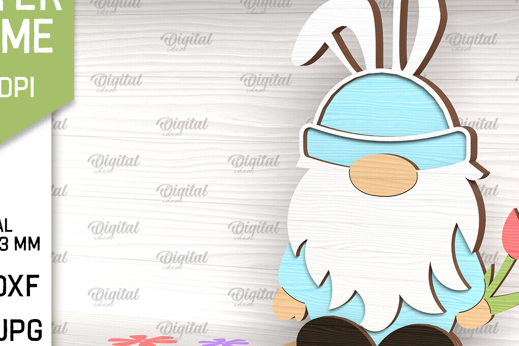 Intra απο ξύλο plywood 3mm-4mm πάχος Τρισδιάστατη Πασχαλινό Gnome. 3D Gnome Δίασταση 15x15 cm INTRAFABR-90807607