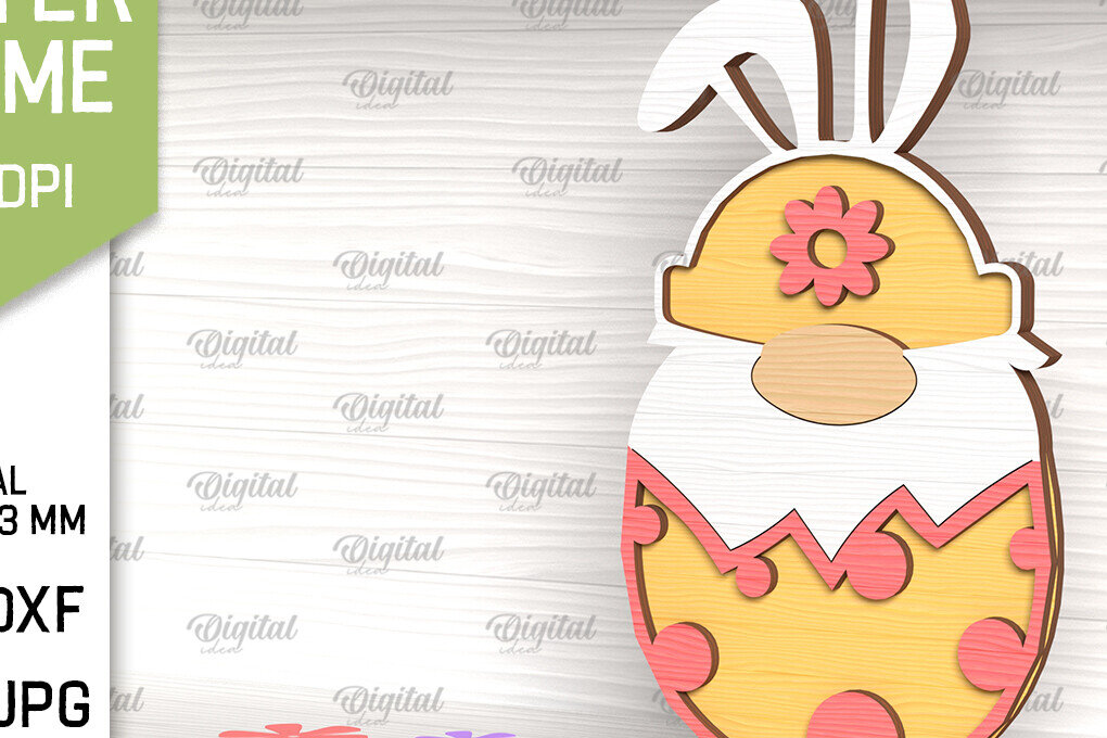 Intra απο ξύλο plywood 3mm-4mm πάχος Τρισδιάστατη Πασχαλινό Gnome. 3D Gnome Δίασταση 15x15 cm INTRAFABR-90808038