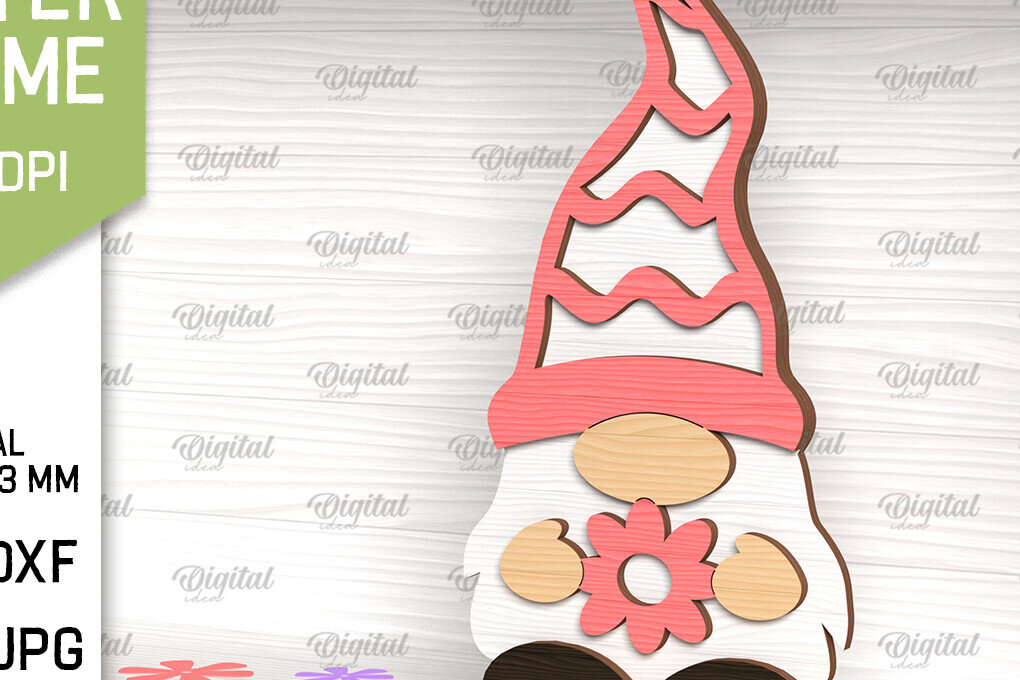 Intra απο ξύλο plywood 3mm-4mm πάχος Τρισδιάστατη Πασχαλινό Gnome. 3D Gnome Δίασταση 15x15 cm INTRAFABR-90807263