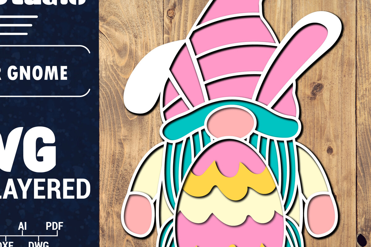 Intra απο ξύλο plywood 3mm-4mm πάχος 3D Πασχαλινό Gnome Multilayer PaperCut Δίασταση 1500x1500 cm INTRAFABR-94122039