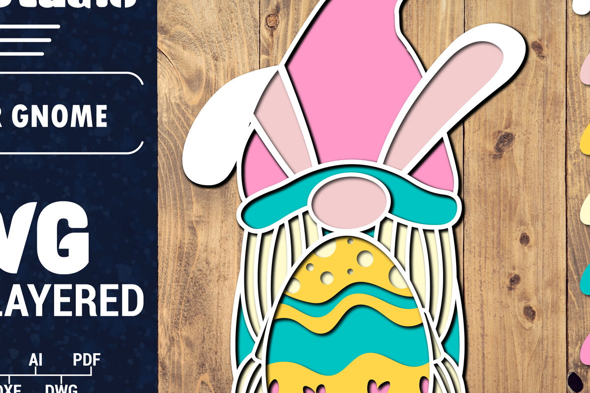 Intra απο ξύλο plywood 3mm-4mm πάχος 3D Πασχαλινό Gnome Multilayer PaperCut Δίασταση 1500x1500 cm INTRAFABR-94122043