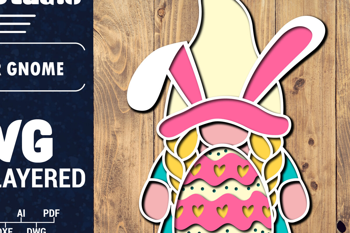 Intra απο ξύλο plywood 3mm-4mm πάχος 3D Πασχαλινό Gnome Multilayer PaperCut Δίασταση 1500x1500 cm INTRAFABR-94122036