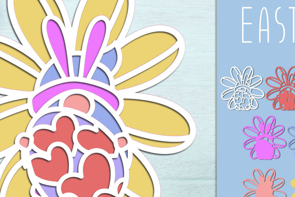 Intra απο ξύλο plywood 3mm-4mm πάχος 3D Πασχαλινό Gnome Papercut, Πασχαλινό Αυγό Δίασταση 30x20 cm INTRAFABR-116153932