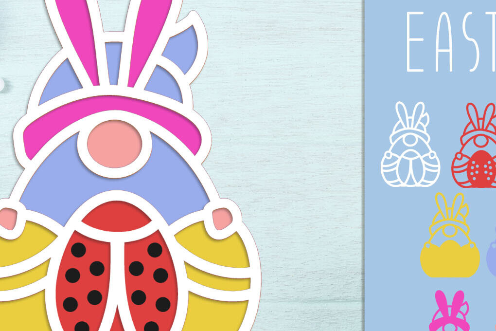 Intra απο ξύλο plywood 3mm-4mm πάχος 3D Πασχαλινό Gnome με αυγά σε στρώσεις Δίασταση 30x20 cm INTRAFABR-115757019