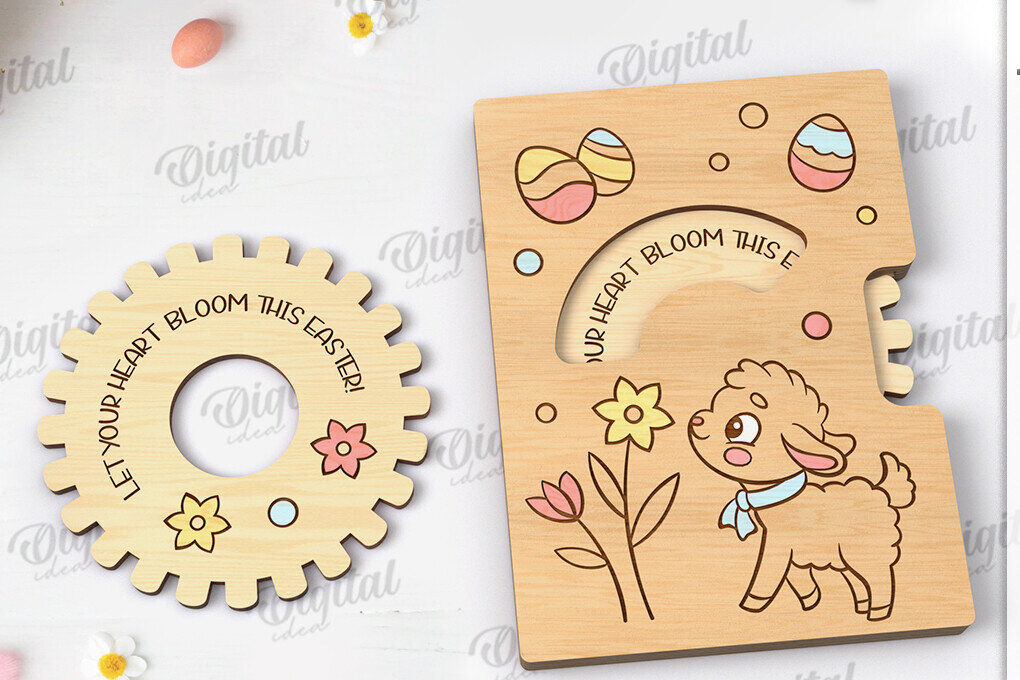 Intra απο ξύλο plywood 3mm-4mm πάχος Τρισδιάστατη πασχαλινή ευχετήρια κάρτα κοπής με λέιζερ Δίασταση 15x15 cm INTRAFABR-117900867 - Image 1