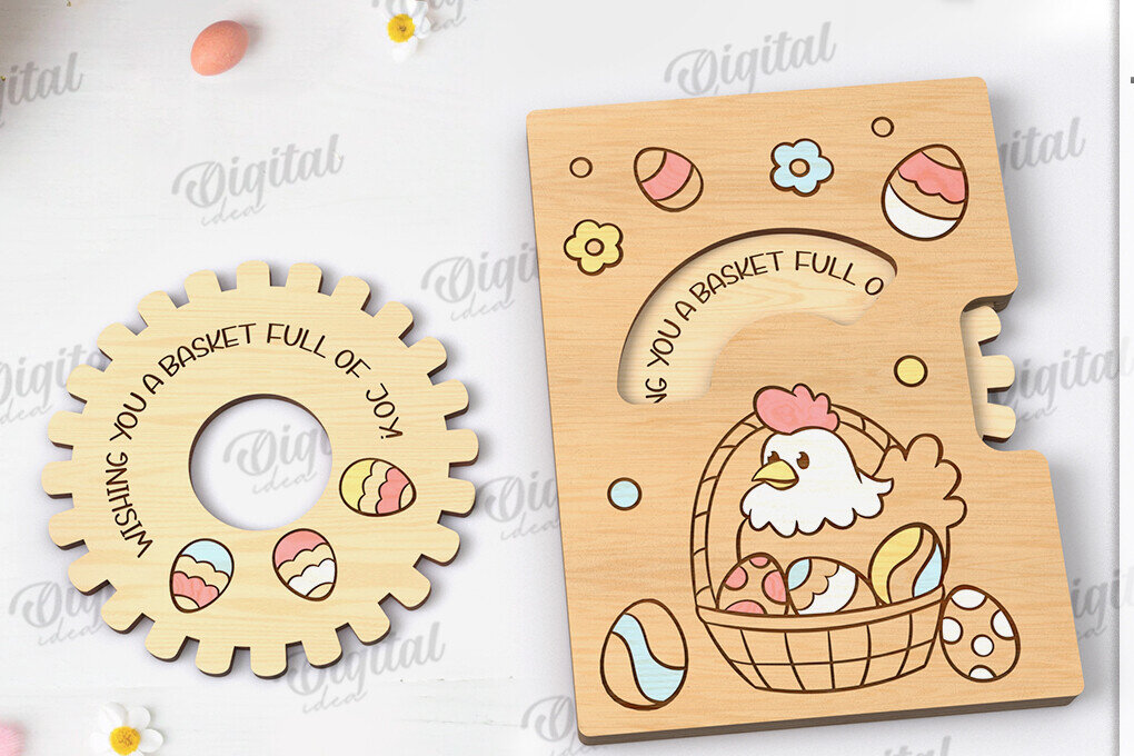 Intra απο ξύλο plywood 3mm-4mm πάχος Τρισδιάστατη πασχαλινή ευχετήρια κάρτα κοπής με λέιζερ Δίασταση 15x15 cm INTRAFABR-117900897