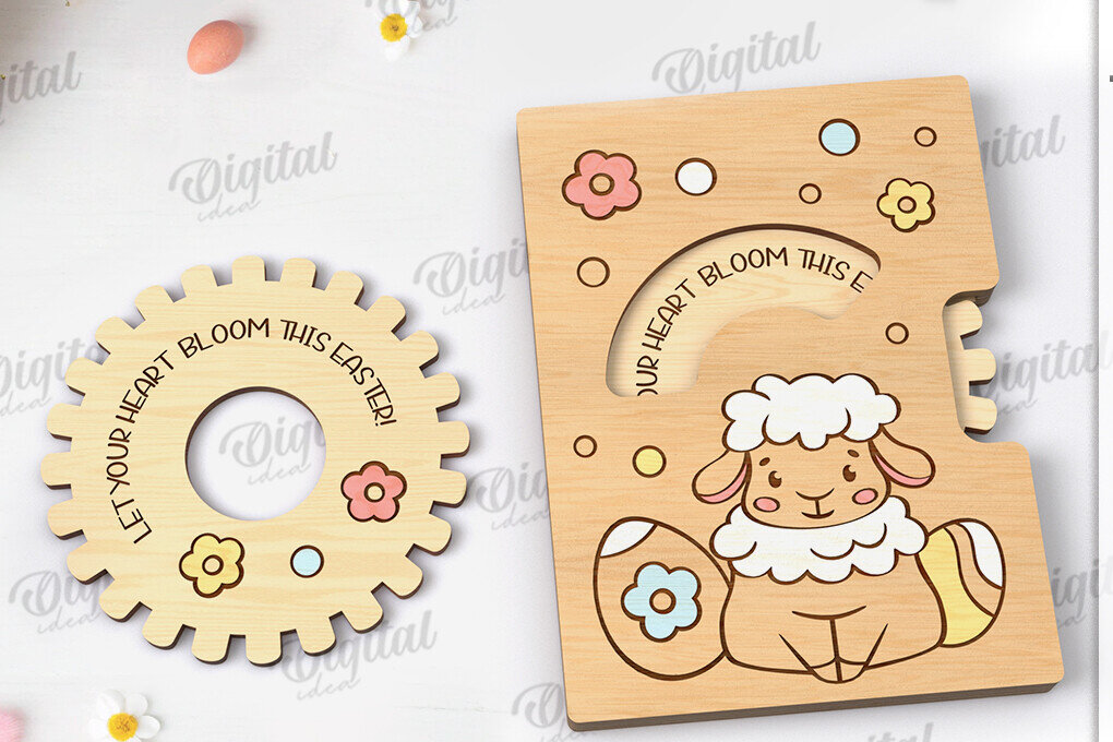 Intra απο ξύλο plywood 3mm-4mm πάχος Τρισδιάστατη πασχαλινή ευχετήρια κάρτα κοπής με λέιζερ Δίασταση 15x15 cm INTRAFABR-117900953