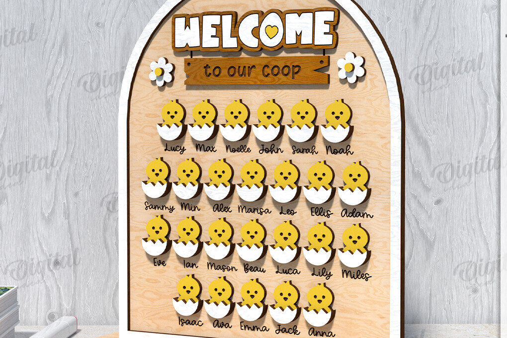 Intra απο ξύλο plywood 3mm-4mm πάχος Τρισδιάστατο λέιζερ ονομάτων νηπιαγωγείου για το Πάσχα Δίασταση 15x15 cm INTRAFABR-118492715