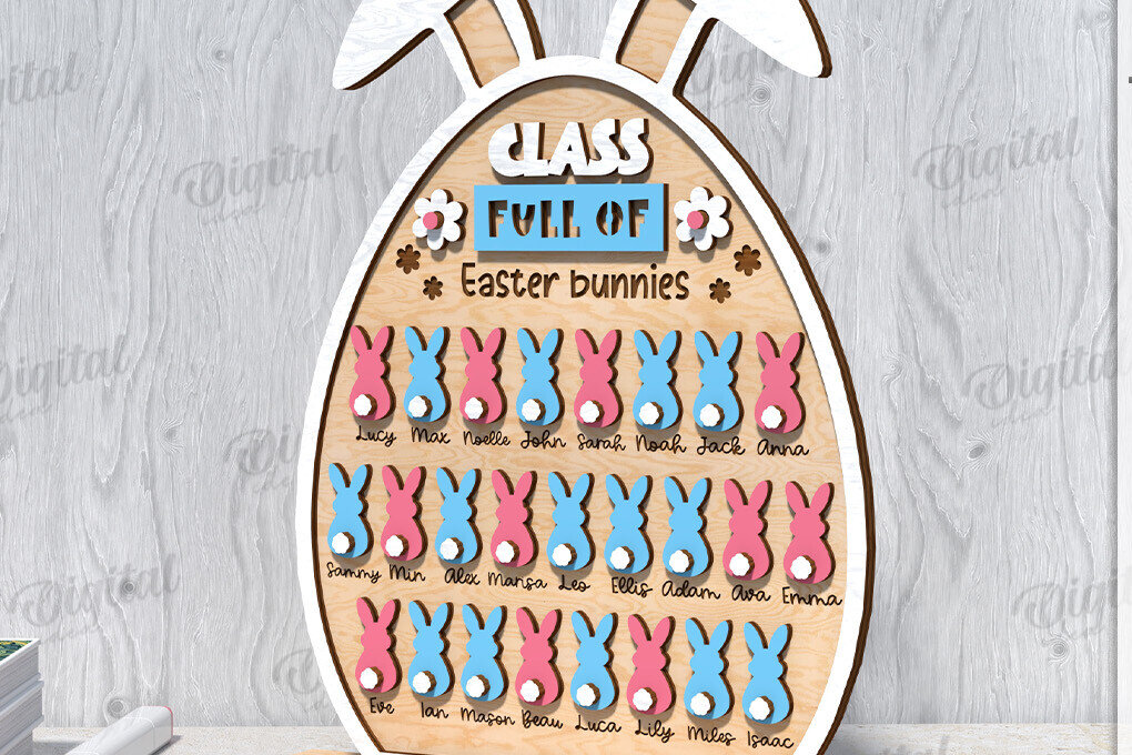 Intra απο ξύλο plywood 3mm-4mm πάχος Τρισδιάστατο λέιζερ ονομάτων νηπιαγωγείου για το Πάσχα Δίασταση 15x15 cm INTRAFABR-118491527