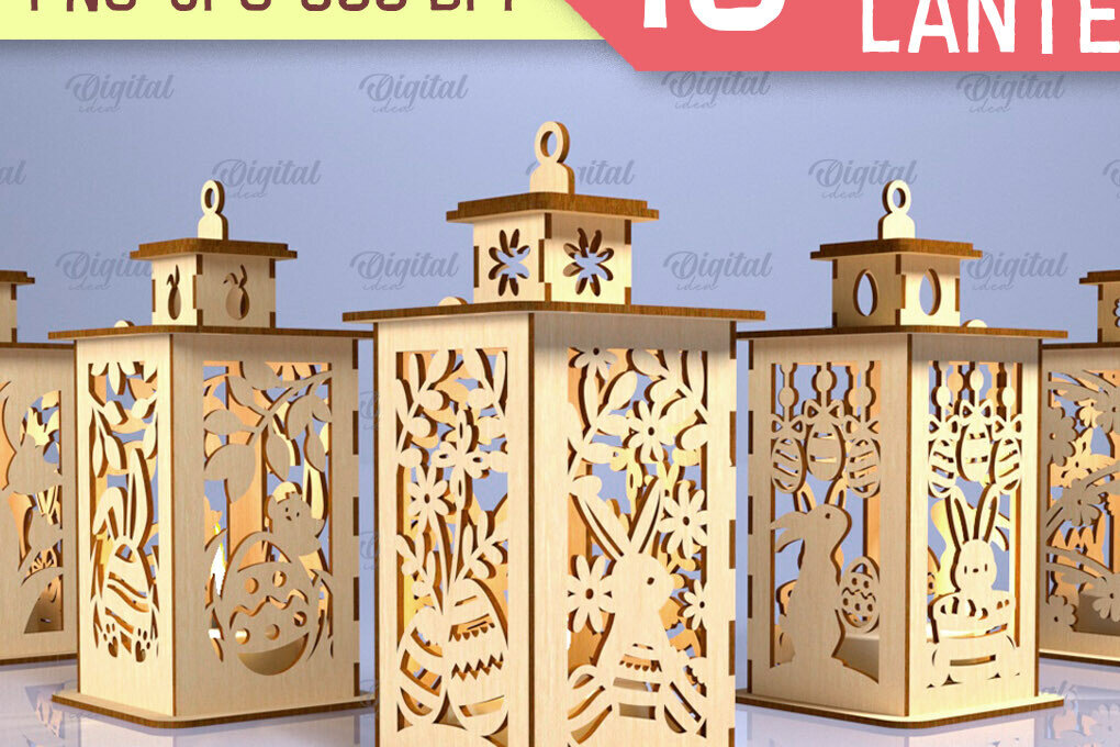 Intra απο ξύλο plywood 3mm-4mm πάχος Δέσμη 3D πασχαλινών φαναριών Δίασταση 15x15 cm INTRAFABR-89941223